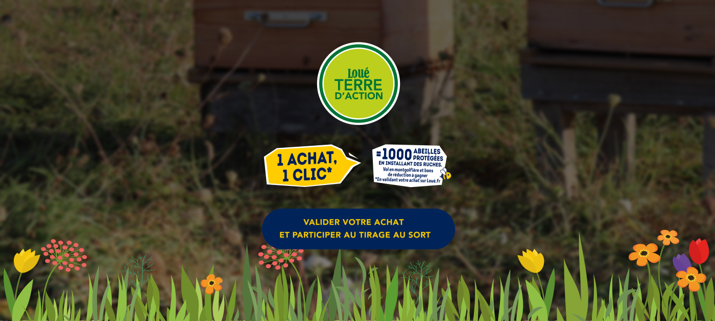 Bannière promouvant le jeu '1 achat, 1 clic = 1000 abeilles protégées