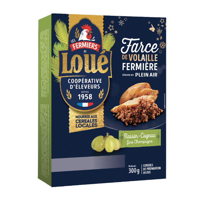 Farce de volaille fermière de Loué au raisin-cognac fine Champagne Farce de volaille fermière de Loué au raisin-cognac fine Champagne