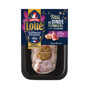 Rôti de dinde fermière de Loué, à la farce de Foie gras de canard et figues