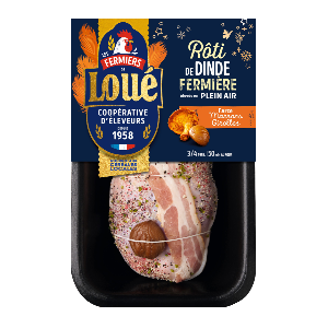 Rôti de dinde fermière de Loué, à la farce de marrons et girolles