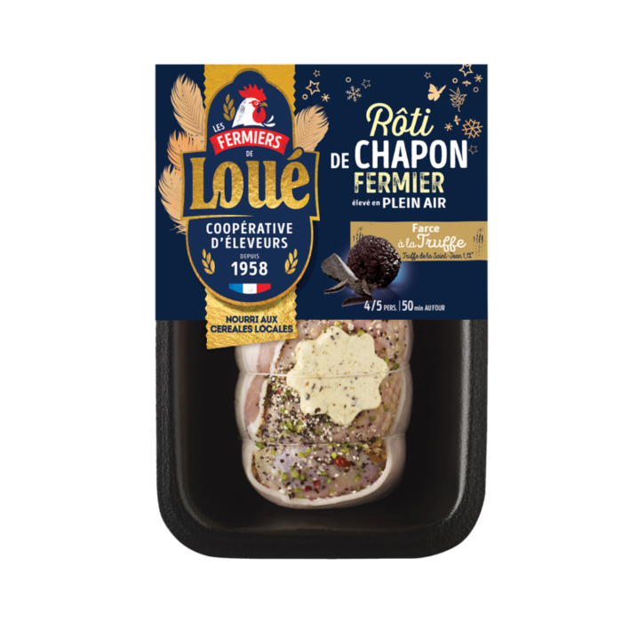 Rôti de chapon de Loué, à la farce de volaille de Loué à la truffe Rôti de chapon de Loué, à la farce de volaille de Loué à la truffe