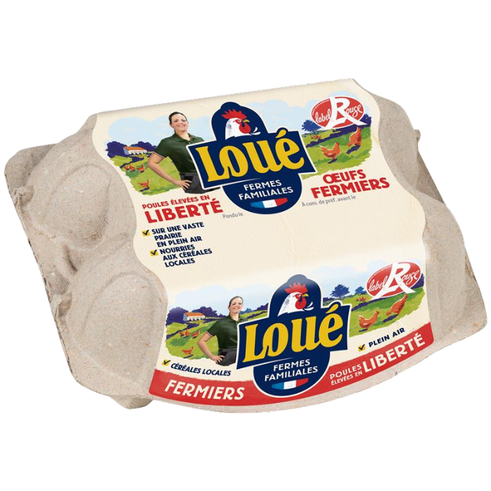 Oeufs fermiers de Loué Label Rouge IGP Loué - Boîte x6