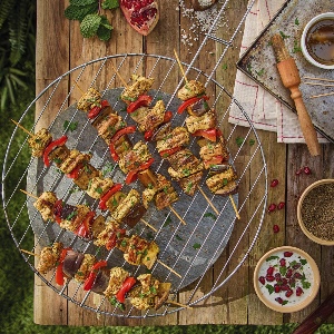 Brochette de dinde de Loué et aubergines à la libanaise