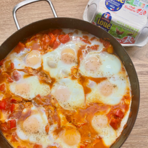 Recette facile de chakchouka aux œufs fermiers de Loué